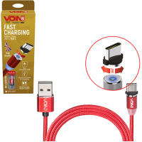 Кабель магнітний Pulso USB-Lightning 2,4A 1м чорний MC-2301L BK