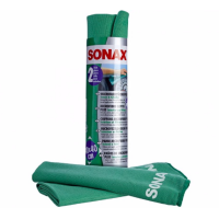 Серветка з мікрофібри зелена для скла і салону 2шт Sonax 416541