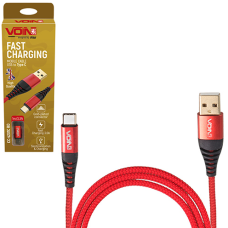 Кабель USB-Type C 3A, 1м red VOIN супер швидка зарядка