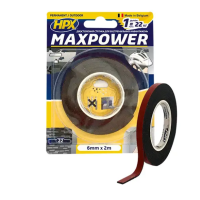 Стрічка-скоч двохстороння MAXPOWER HPX чорна 6мм*2м