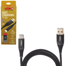 Кабель USB-Type C 3A, 1м black VOIN супер швидка зарядка CC-4201C BK